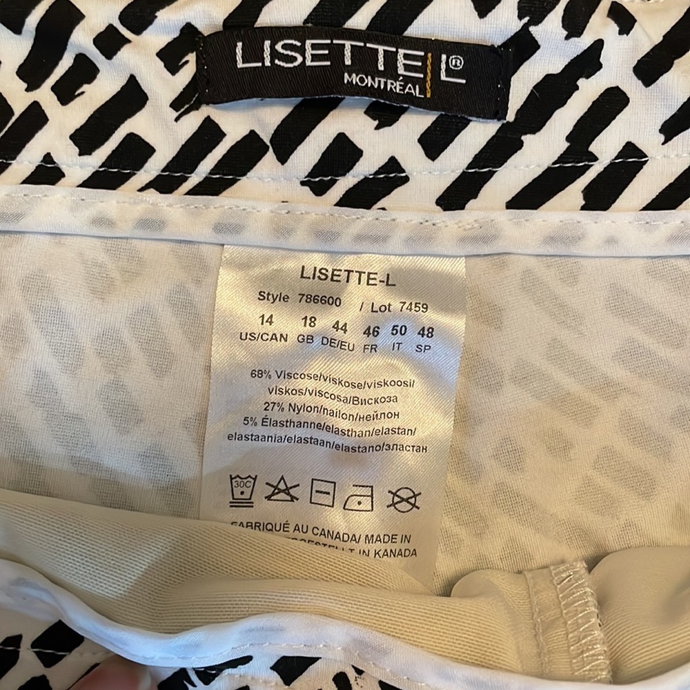 Lisette L Montreal pants sz 14 Pull-on, Stretchy Soft, Cropped, White & black - Picture 2 of 8